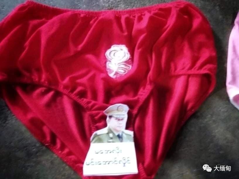 掸邦南部举行羞辱式抗议，将军方领导的照片贴在女性底裤上