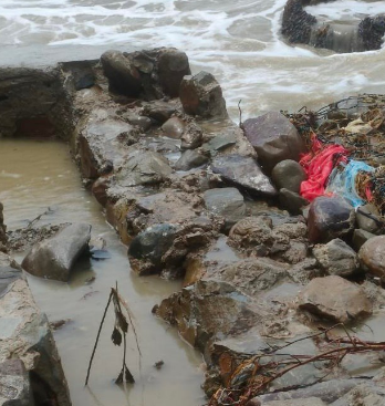 受风暴影响，缅甸耗资1.5亿建设的护栏不见了一大截