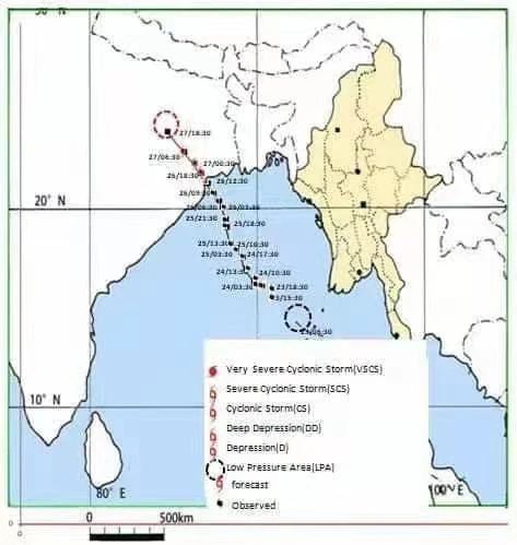 极强气旋风暴亚斯登陆印度 缅甸多省邦地区将出现强降雨